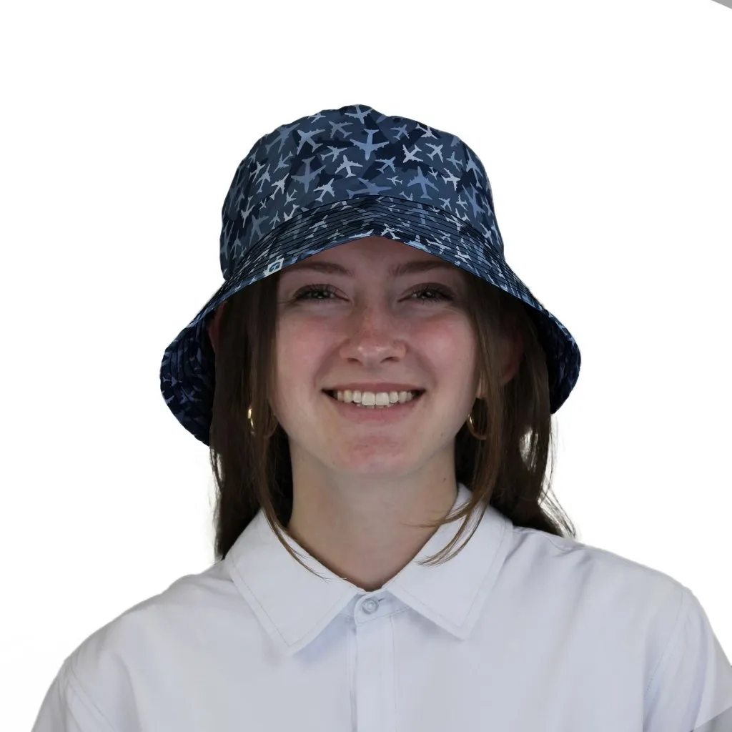 Airplanes Blue Camouflage Blue Bucket Hat