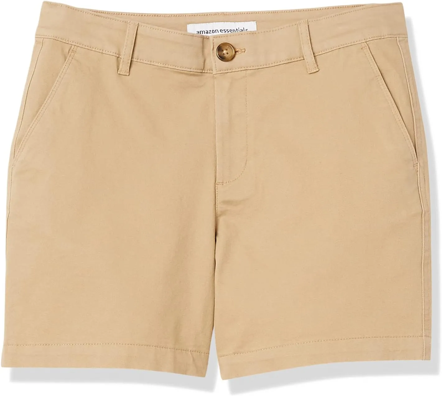 Amazon Essentials Women's Mid-Rise Slim-Fit 5 Inch Inseam Khaki Short (Available in Straight and Curvy Fits)