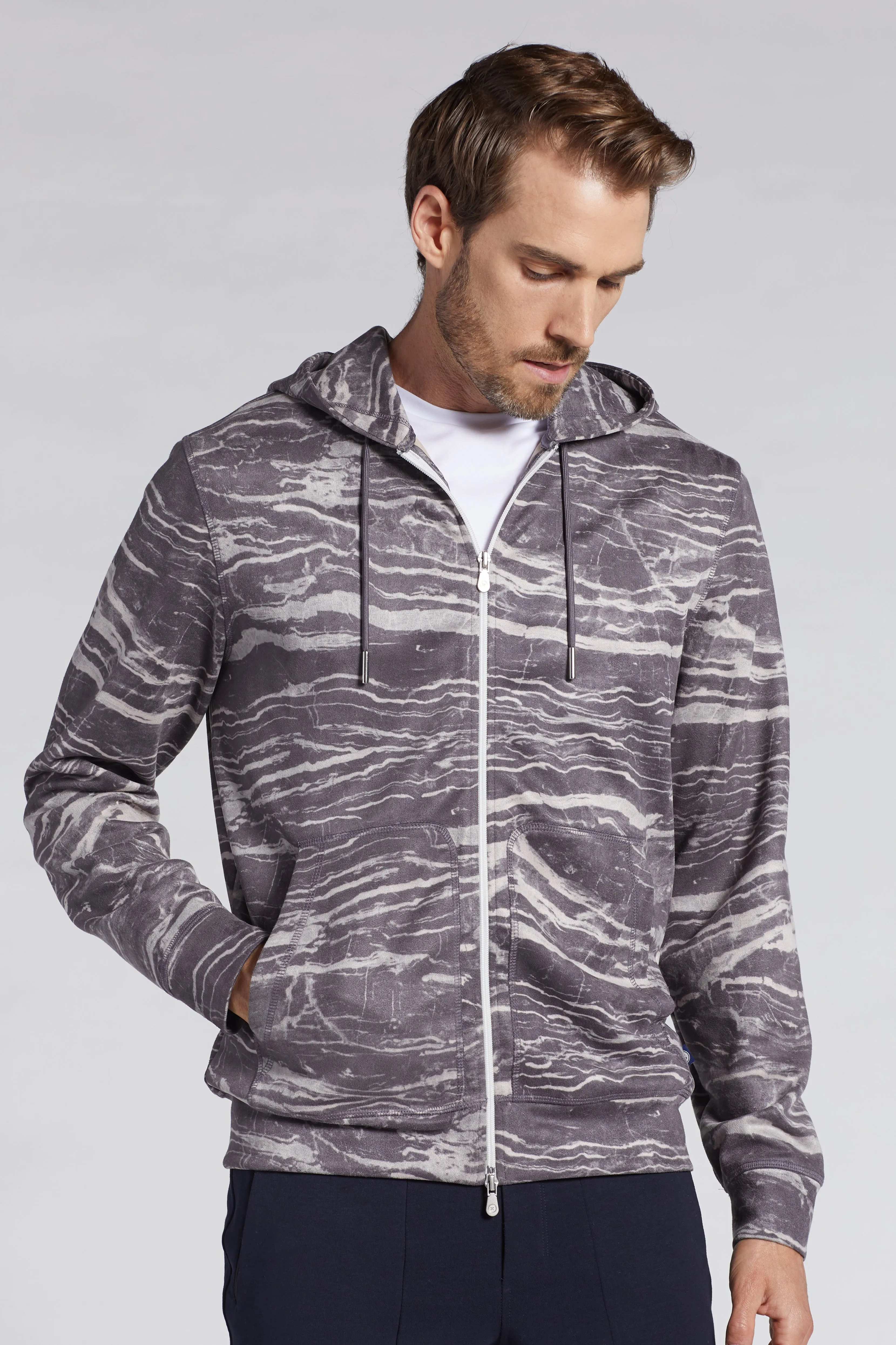 AUGUSTO Luxe Marbled Zip Hoodie
