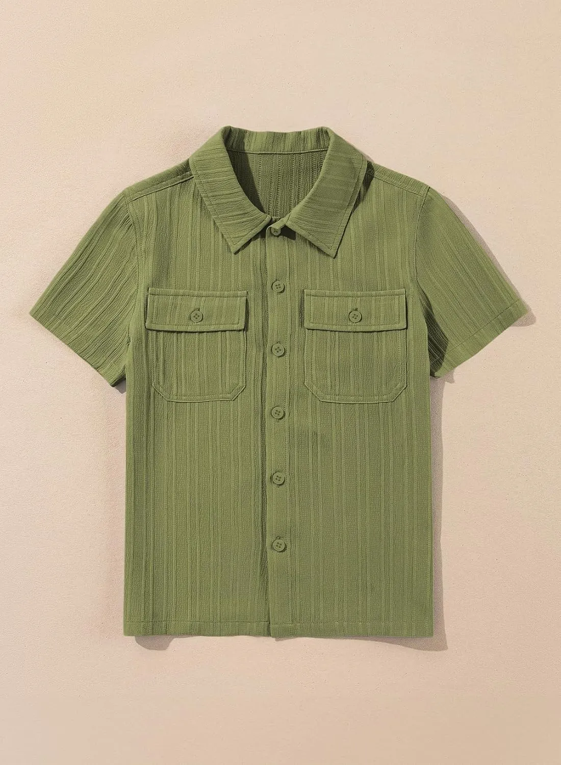 blibean Boys Button-Down Uniform Shirts Semi Formal Dress Tops with Chest Pockets
