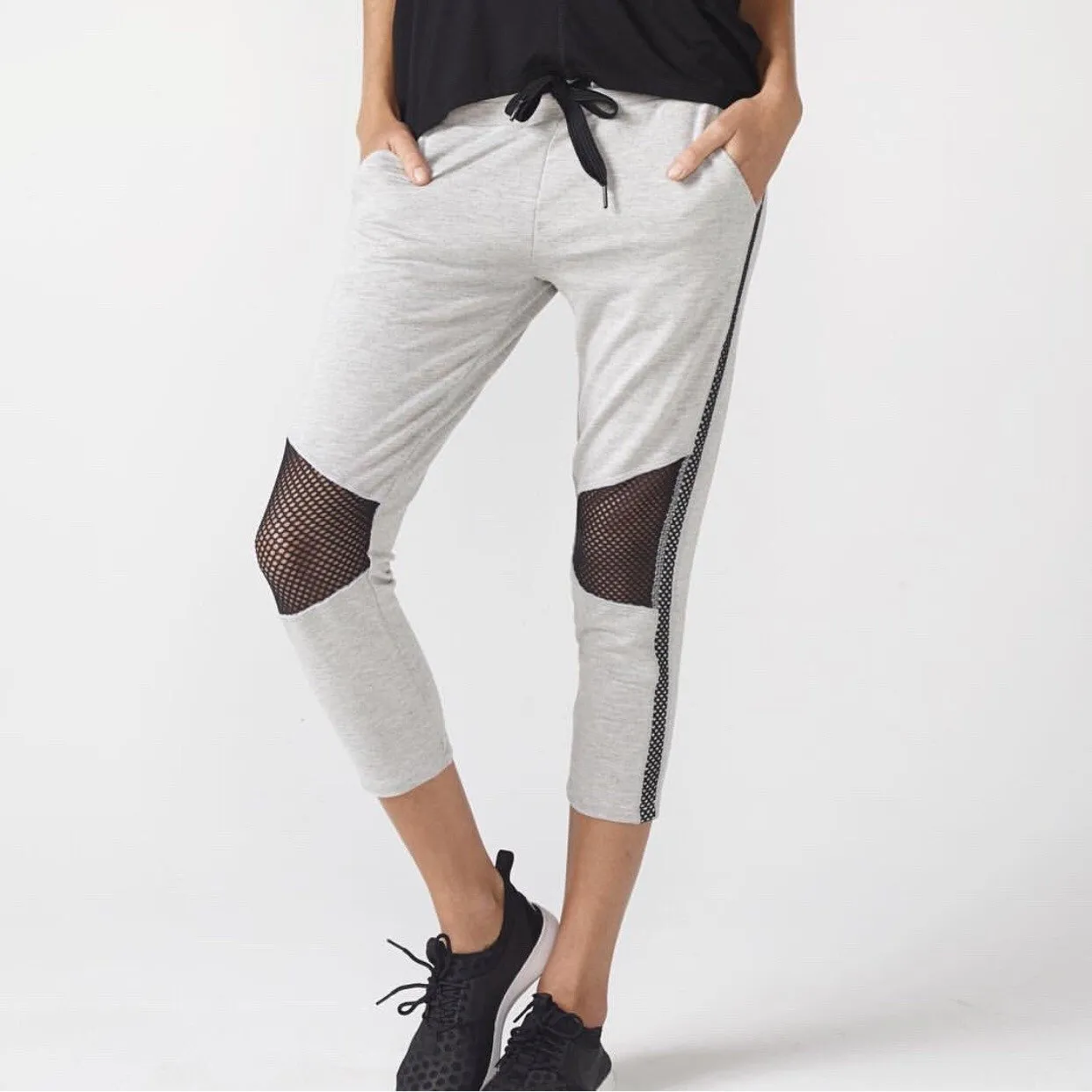 CHICHI Active Michelle Cropped Moto Jogger - Heather Grey