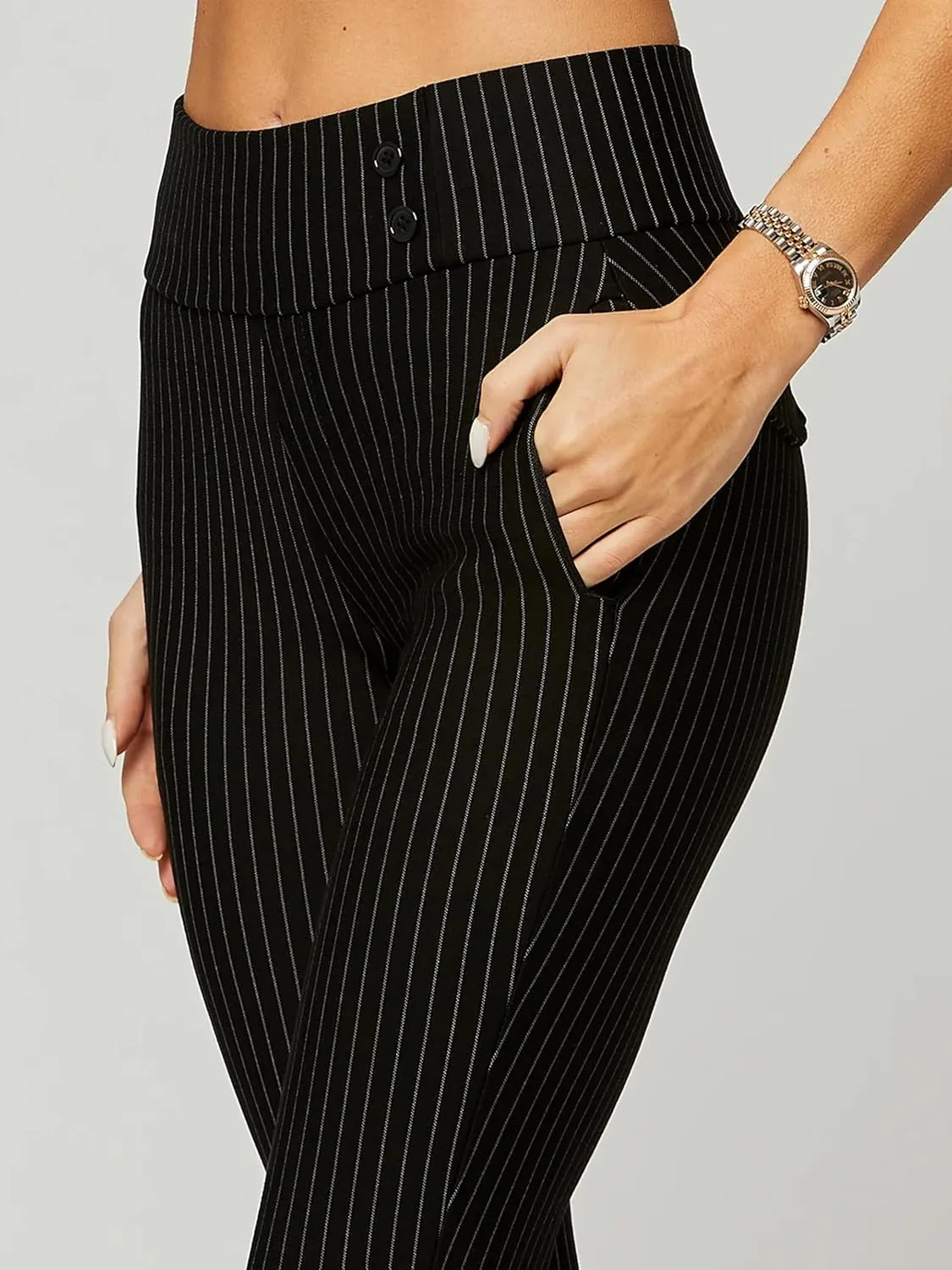 Conceited Stretch Slacks for Women - Wear to Work - Tummy Control - Slim Leg - Pockets - Ponte - (Available in Plus Size)