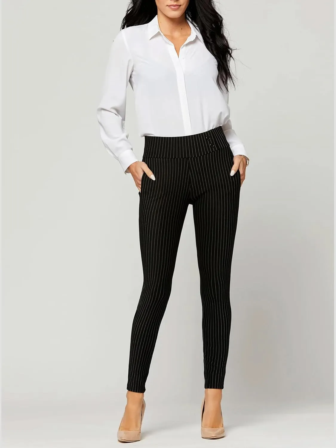 Conceited Stretch Slacks for Women - Wear to Work - Tummy Control - Slim Leg - Pockets - Ponte - (Available in Plus Size)