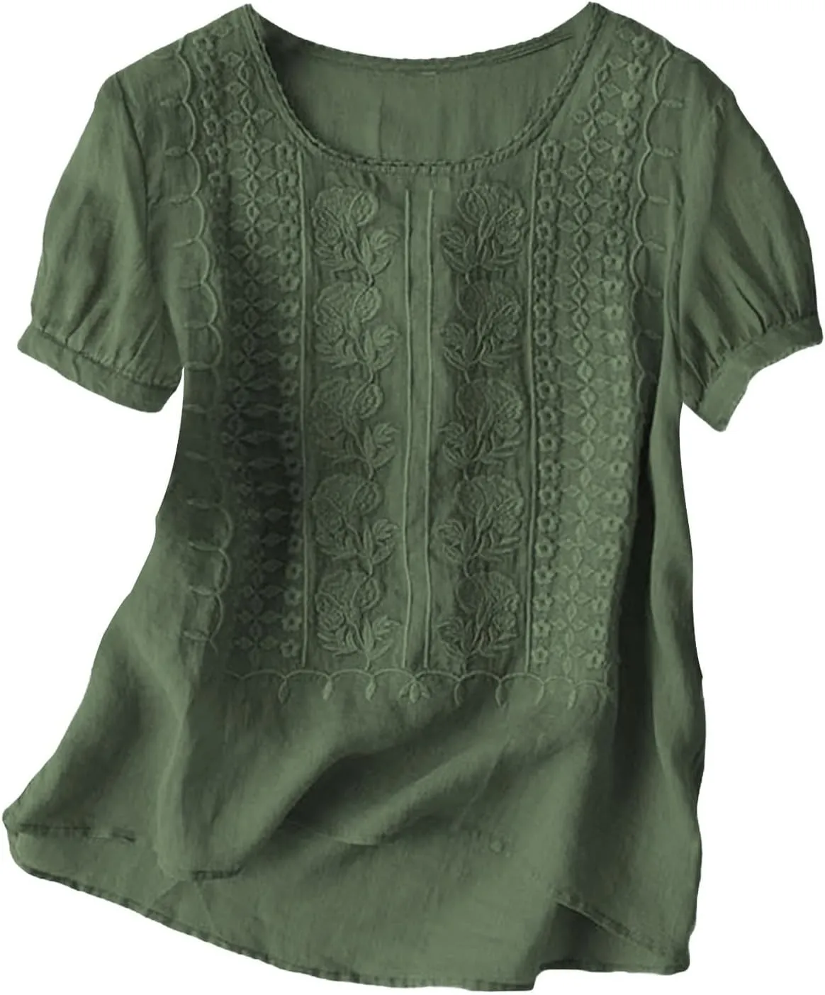 Cotton Gauze Tops for Women Retro Floral Embroidered Top Loose Fit Boho Dressy Casual Blouses Trendy Summer Outfits
