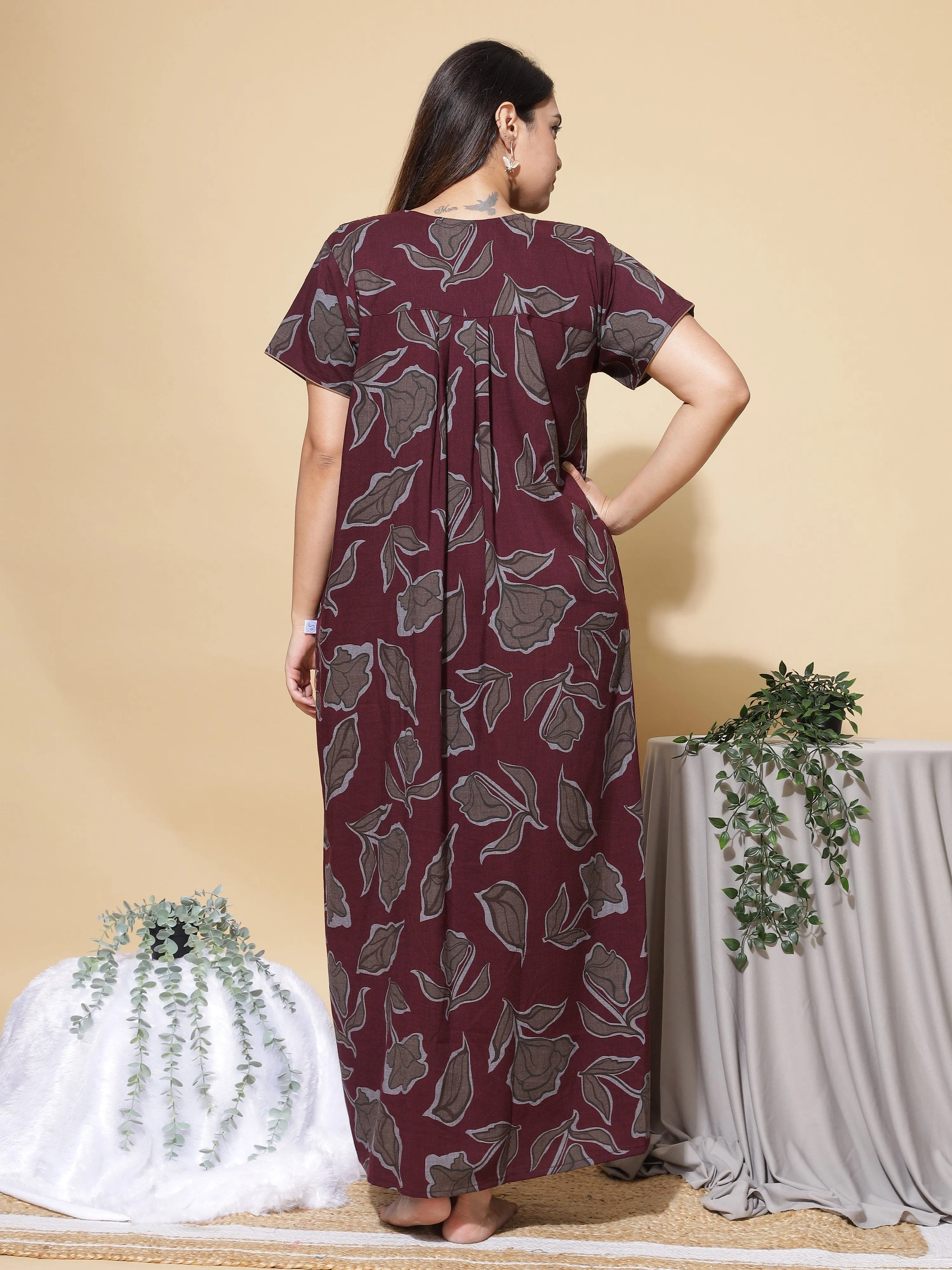 Crush Designer Nighty Maroon