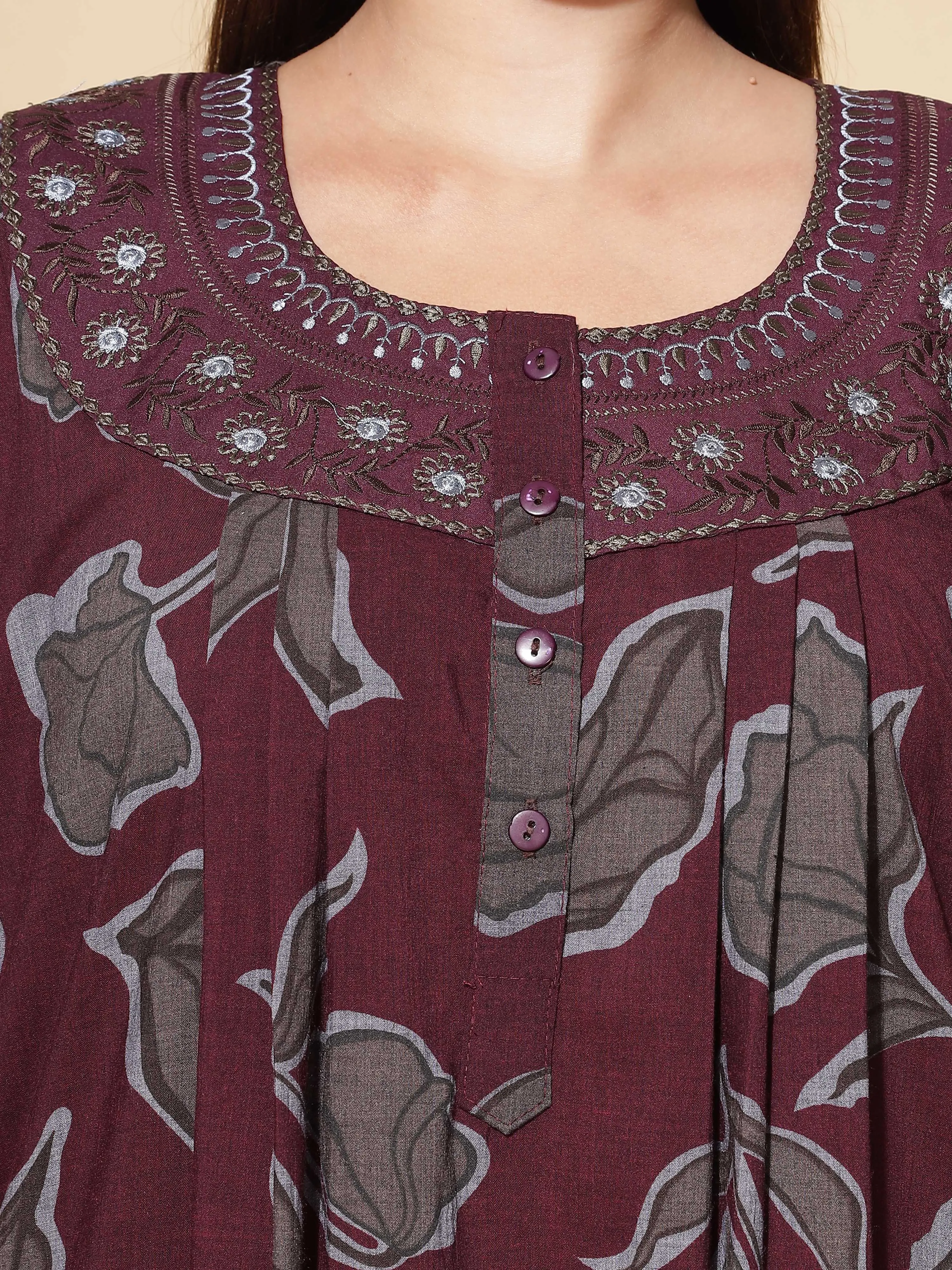 Crush Designer Nighty Maroon