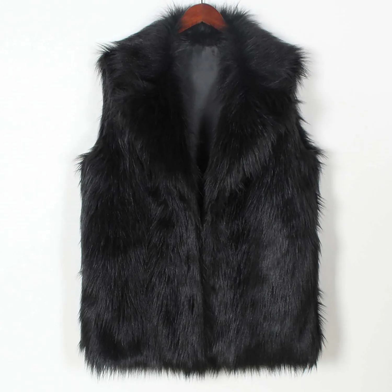 DDAPJ pyju Faux Fur Vest Jacket for Women Sleeveless Open Front Winter Warm Waistcoat Fluffy Fuzzy Gilet Coat Outerwear