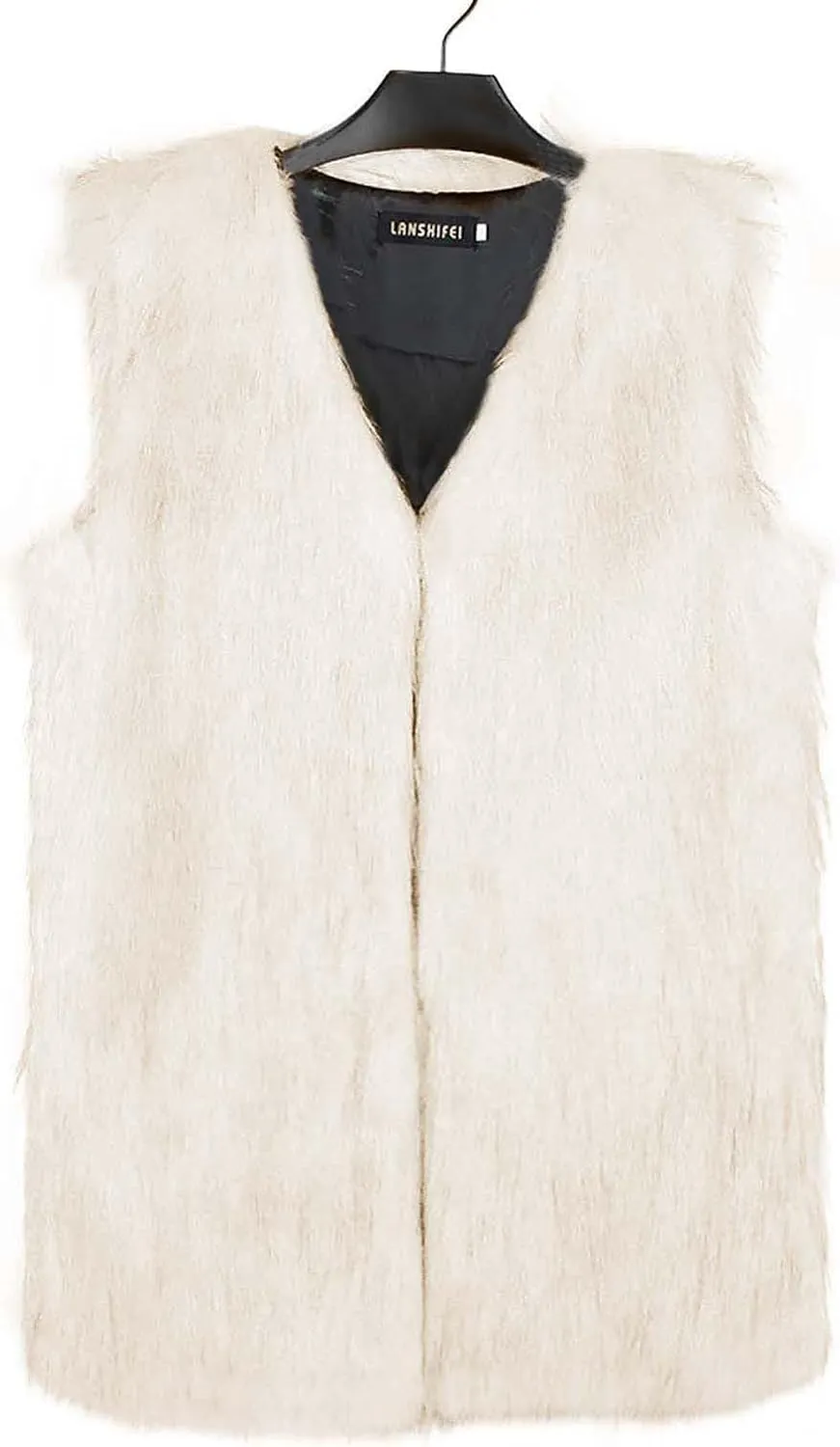 DDAPJ pyju Faux Fur Vest Jacket for Women Sleeveless Open Front Winter Warm Waistcoat Fluffy Fuzzy Gilet Coat Outerwear