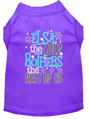Elsa, The Cold Screen Print Dog Shirt Purple Xs