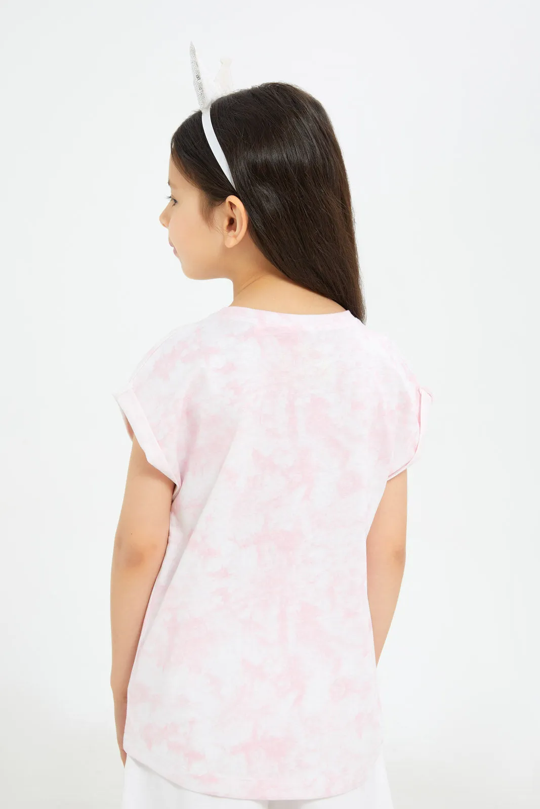 Girls Pink Tie Dye T-Shirt