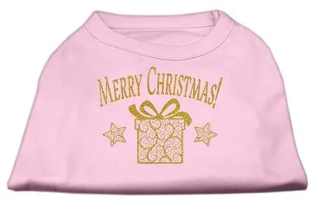 Golden Christmas Present Dog Shirt Light Pink XS (8)