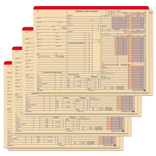 Heavy Duty Inventory & Sale Deal Jackets for Automotive Dealerships (Form #338) - 125# Buff Stock (9 Pt.) - 12" × 9" Size with 1/2" Extension - Tall Side Printing - SUnwrapped (500/Pack)