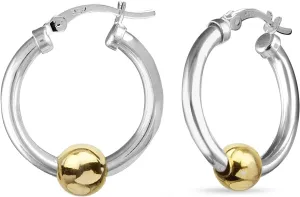 LeCalla 925 Sterling Silver Beaded Ball Hoop Earrings | Lightweight Sleeper Bead Ball Earring Hoops | Cape Style Hoop Earrings for Women