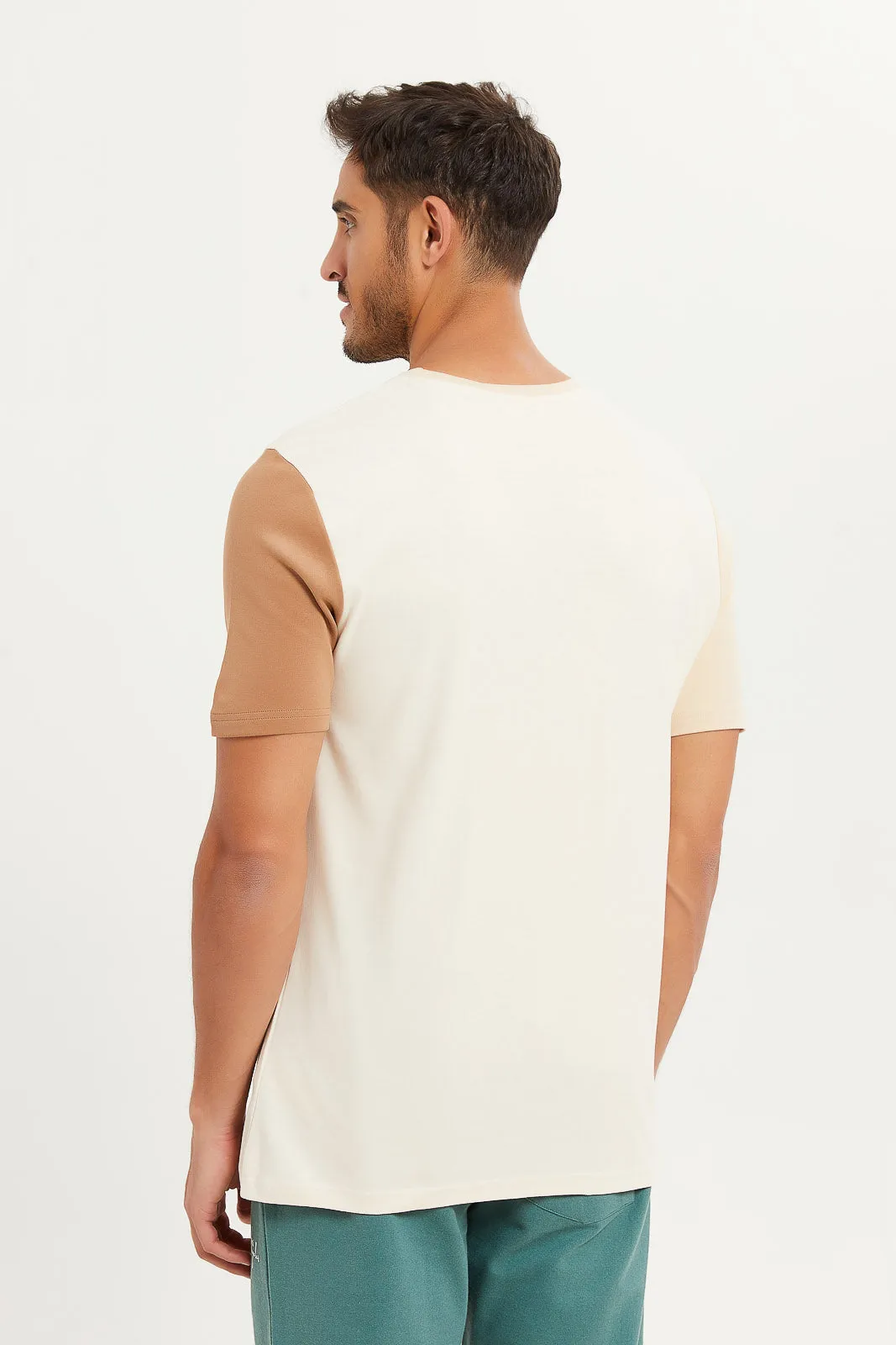 Men Brown Cut And Sewn T-Shirt