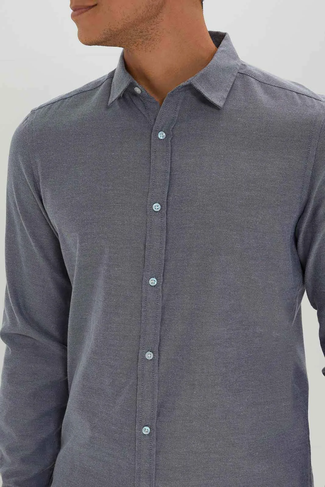 Men Grey Oxford Shirt