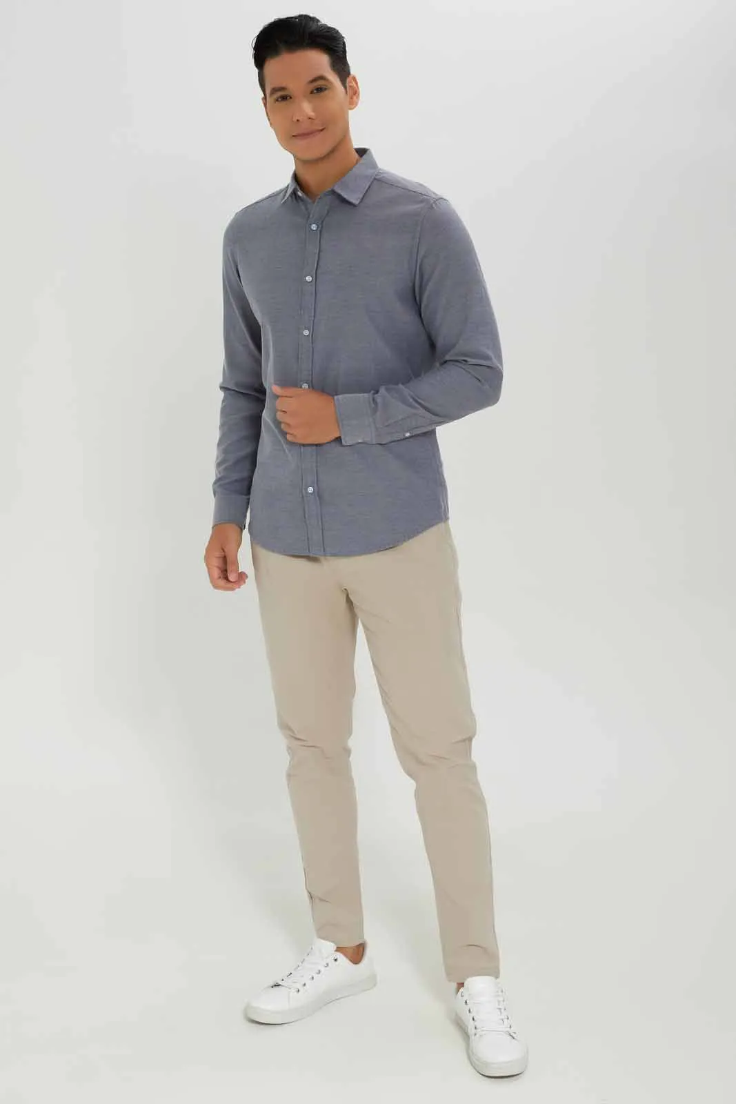 Men Grey Oxford Shirt