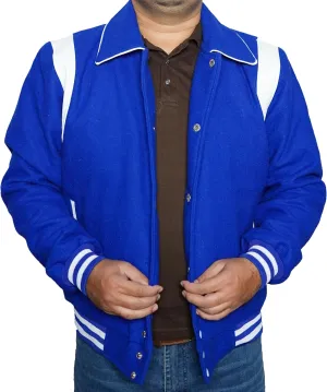 Mens Baseball Varsity Jacket Letterman Warm Wool Color Block Casual Long sleeves Bomber Fashion Outerwear