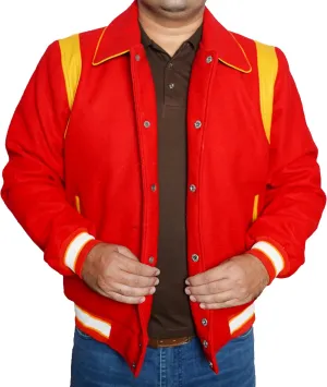 Mens Baseball Varsity Jacket Letterman Warm Wool Color Block Casual Long sleeves Bomber Fashion Outerwear