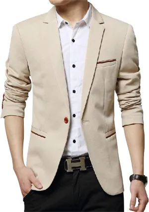 Men's Casual Slim One Button Solid Blazer Suit Jacket Notched Lapel Lightweight Sport Coat Business Wedding Blazers (Khaki,3X-Large)