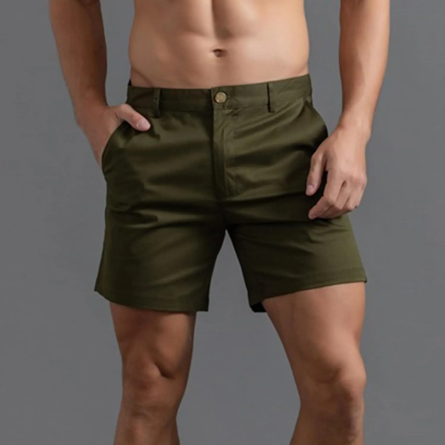 Mens Shorts 6 Inch Inseam Flat Front Summer Casual Stretch Slim fit Golf Chino Short