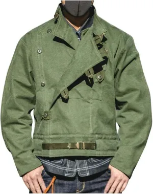 Men's WW2 Brad Army Tanker Jacket - Military WW2 Pitt Vintage Bomber Khaki Cotton Jackets for Men,