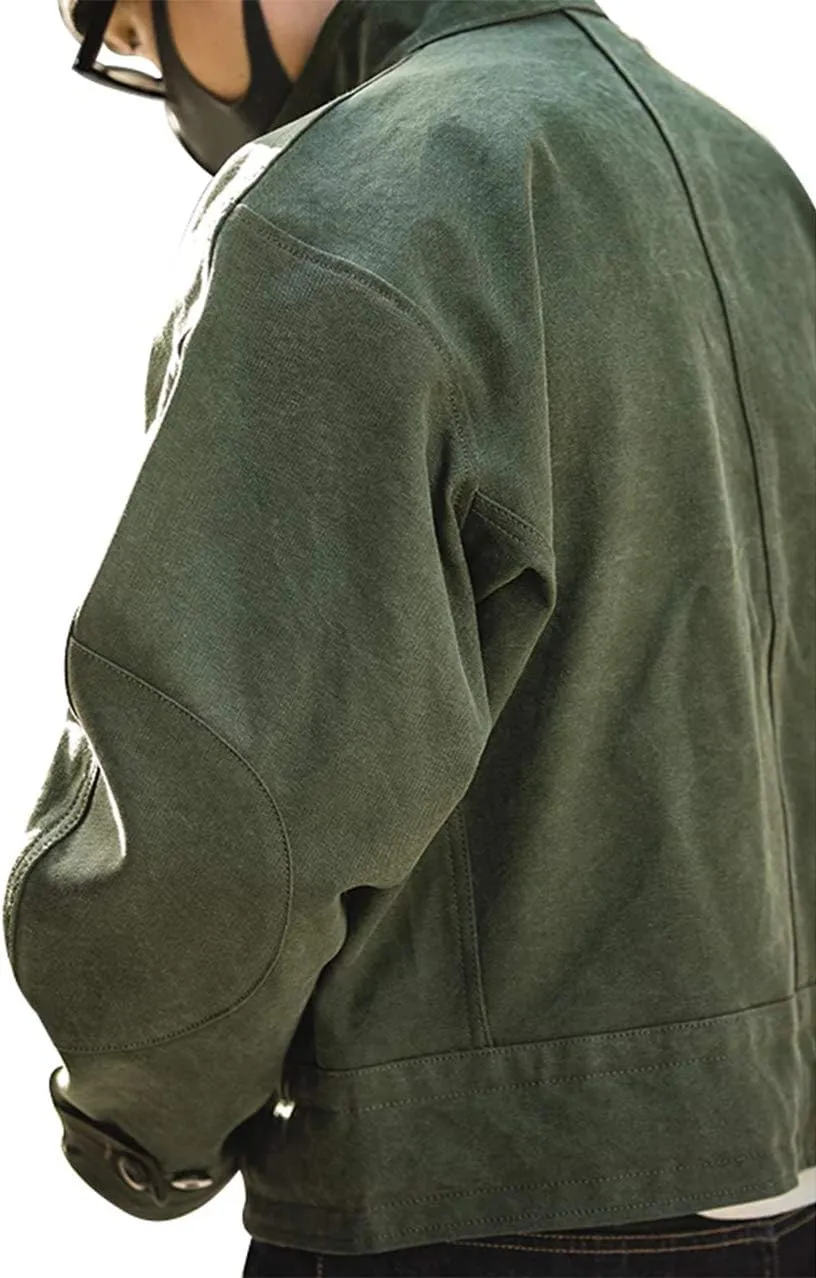 Men's WW2 Brad Army Tanker Jacket - Military WW2 Pitt Vintage Bomber Khaki Cotton Jackets for Men,