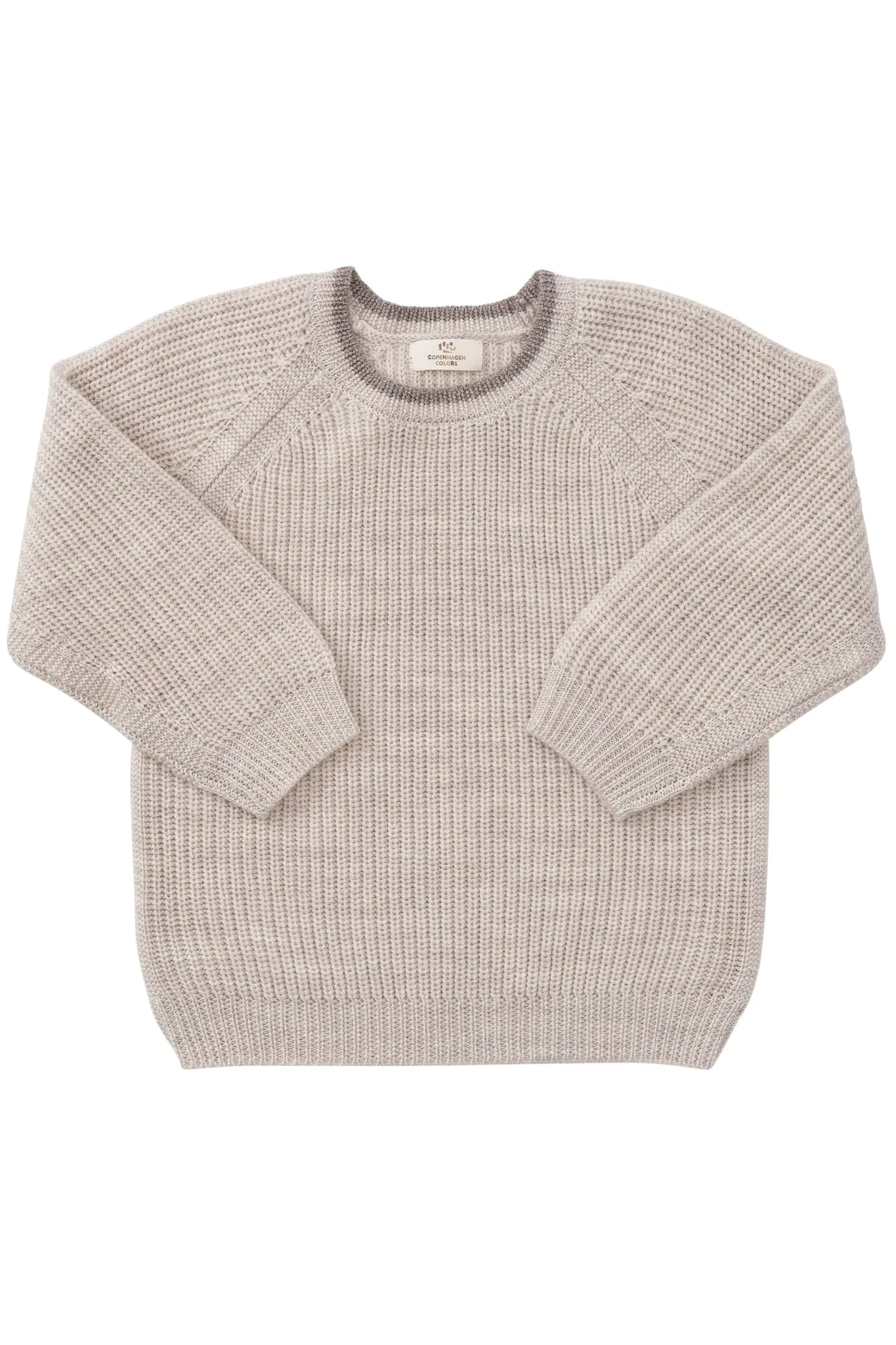 MERINO RIB KNITTED BLOUSE - PALE CREAM MELANGE