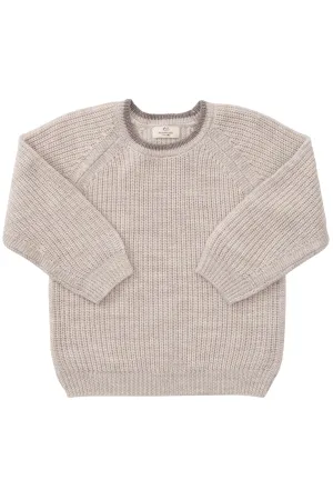 MERINO RIB KNITTED BLOUSE - PALE CREAM MELANGE