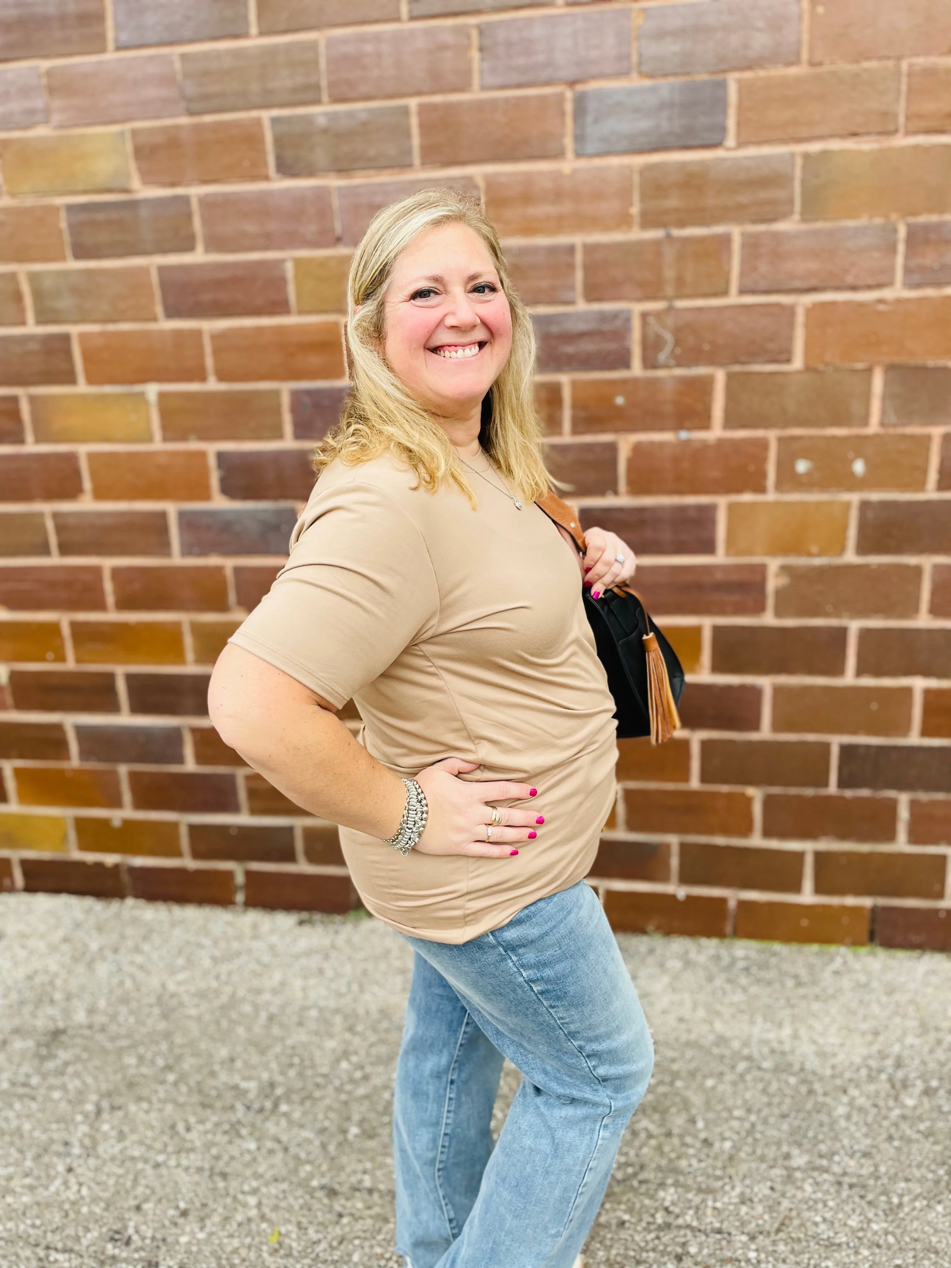 Mocha Short Sleeve Basic Top