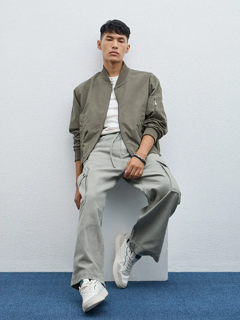 Nuon Olive Relaxed-Fit Cotton Jacket