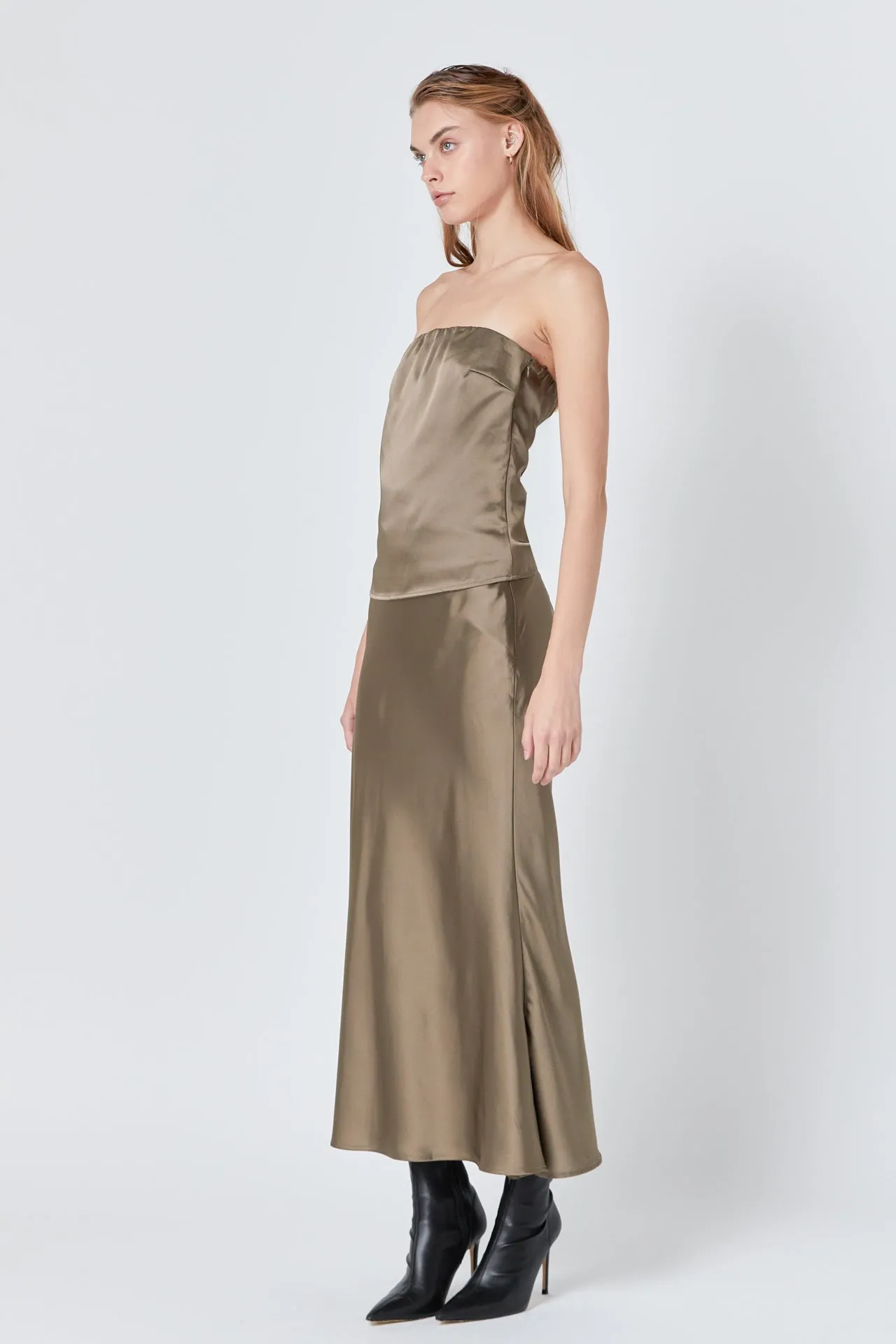 Satin Bias Maxi Skirt