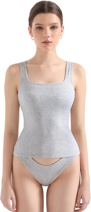 SUUKSESS Women Cotton Ribbed Summer Going Out Tops Padded Trendy Basic Tank Tops
