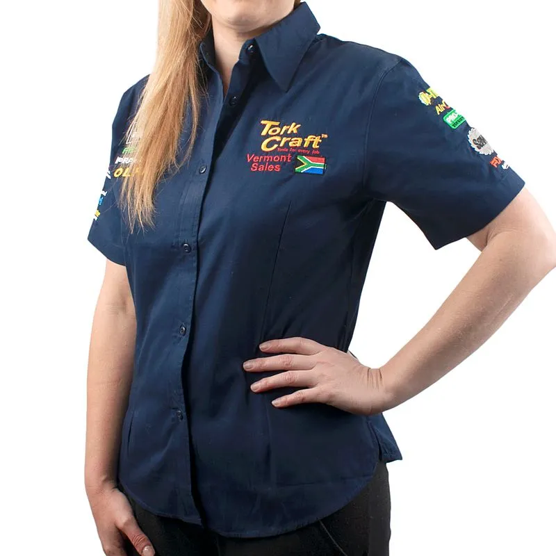 TORK CRAFT VERMONT LADIES COTTON SHIRT NAVY BLUE SMALL TC00607