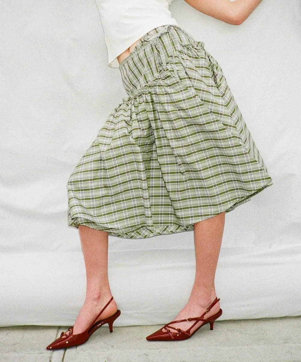 Women Plaid Midi Wrap Skirt Self Tie Waist Gingham Long Skirts Drop Waist Flowy A Line Maxi Skirt Vintage Summer Skirts