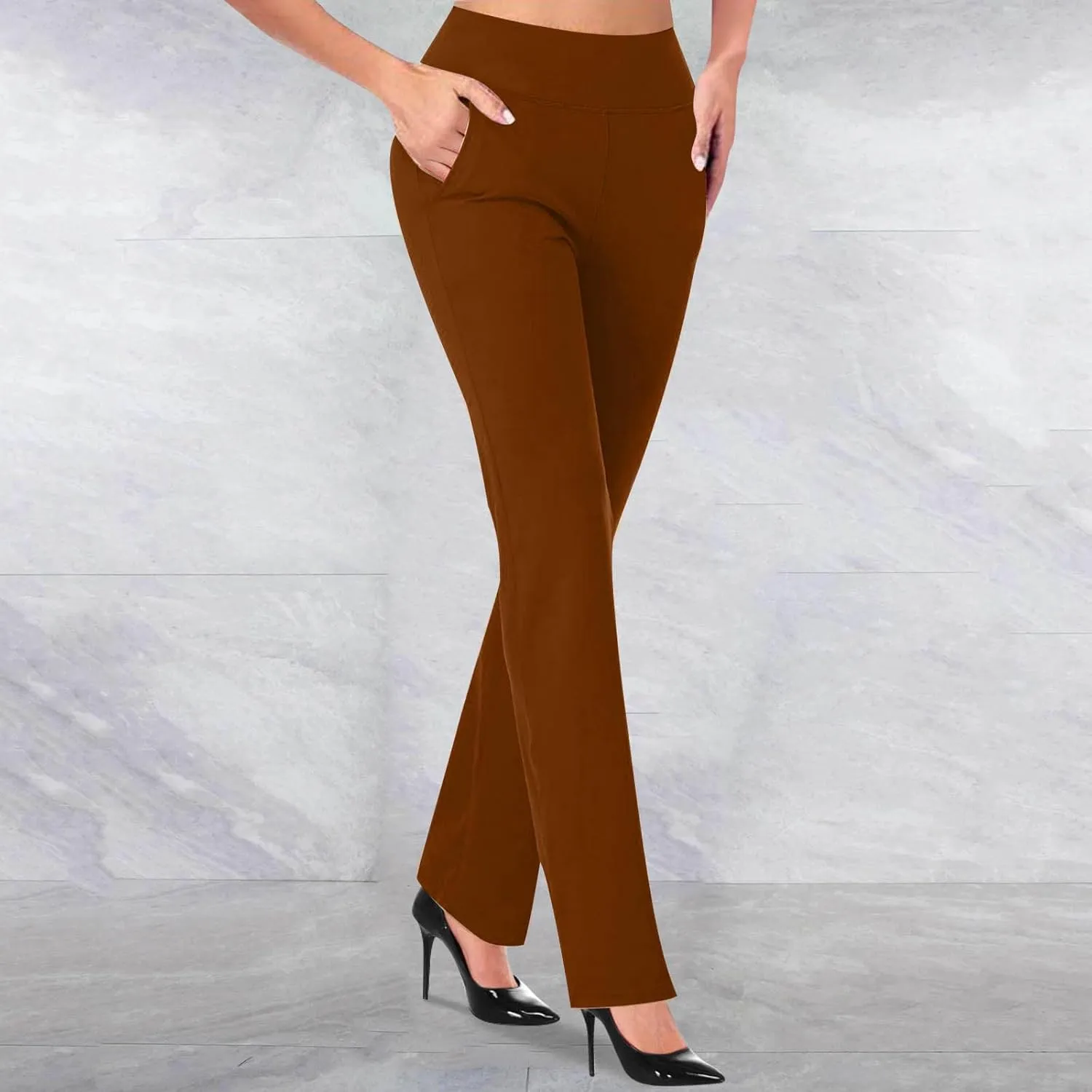 Work Pants Women High Waist Dress Pant 2025 Business Casual Outfits 4 Way Stretch Bootleg Yoga Pants Workout Slacks